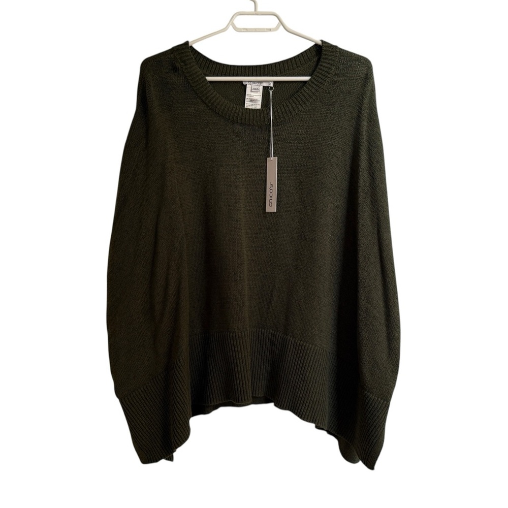 Chico Dark Green Knit Poncho Sweater